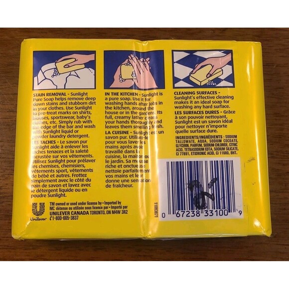 NOS Sunlight PURE SOAP Laundry Detergent Bar 2 x 130 g Made in Canada Multi Avl - Picture 5 of 10